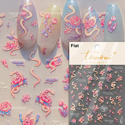 Retro Red Butterfly Snake Rose Flower Evil Eyes Gothic Architecture Cross Dark Self Adhesive Nail Art Stickers Manicure Decals (ONLINE ORDER ONLY)