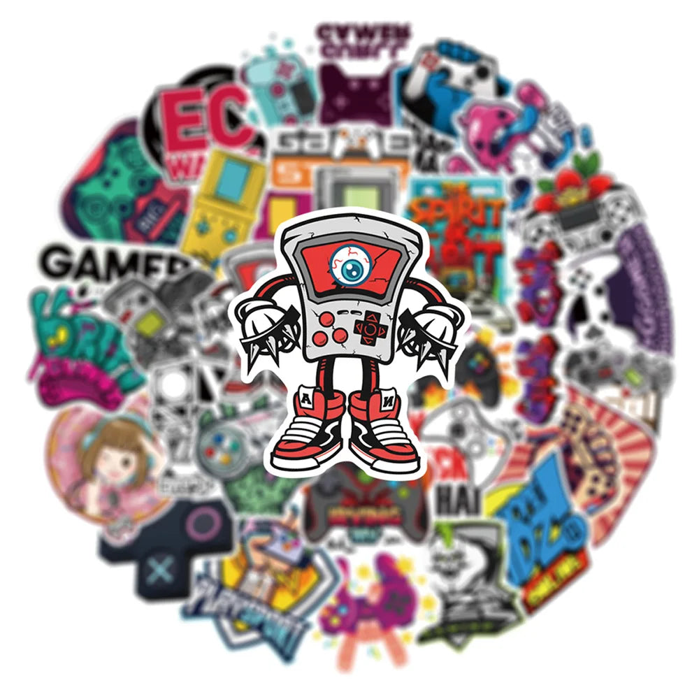 10/30/50pcs Cool Vintage Video Game Stickers Decal Skateboard Laptop Phone Bike Car Funny Waterproof Sticker Kids Classic Toys (ONLINE ORDER ONLY)