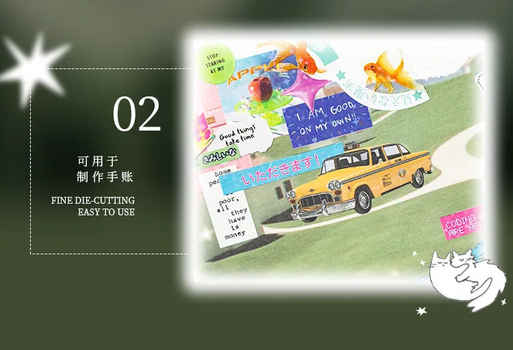72pages/book Y2K Style Retro Cute Cut Film Sticker Book Planner Journal Handbook Scrapbooking Kawaii Decoration Sticker Gift (ONLINE ORDER ONLY)
