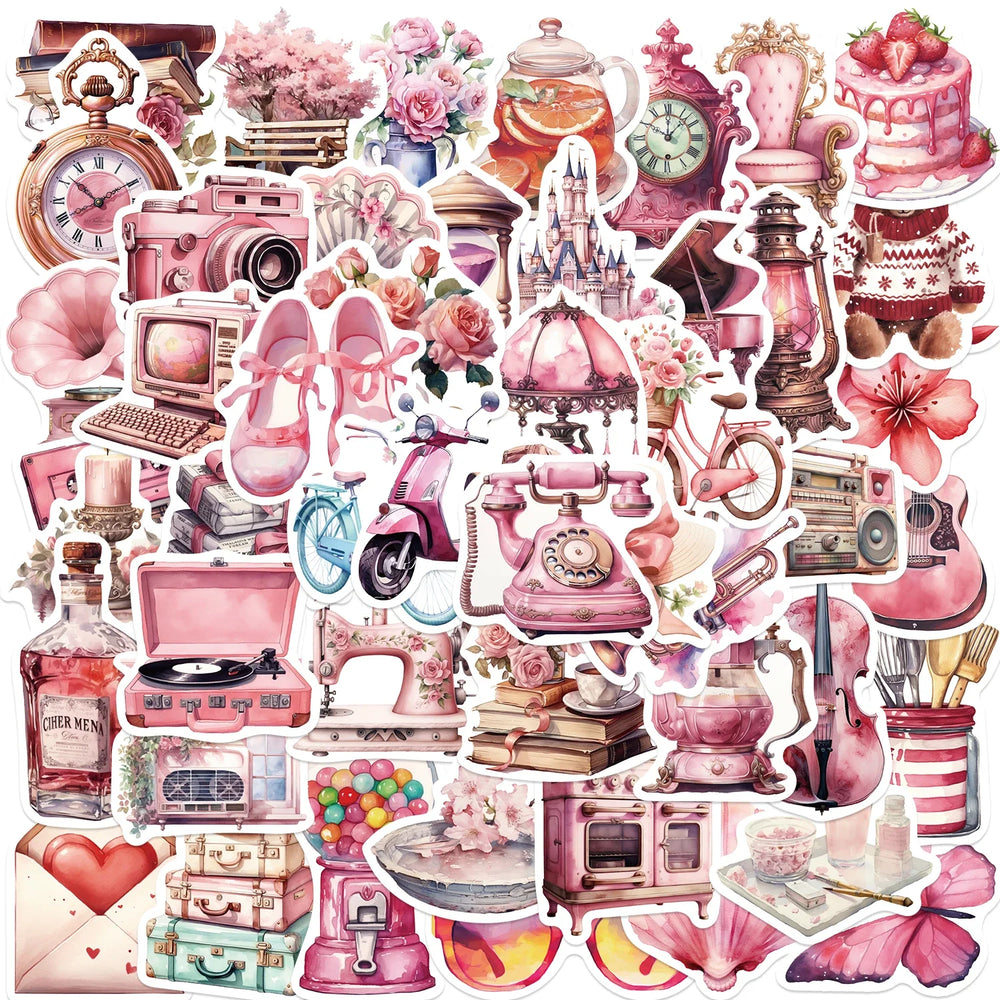 60PCS Cute Pink Girl Graffiti Stickers Aesthetic Decals for Water Bottles Laptop Scrapbook Phone Decoration Sticker Toys (ONLINE ORDER ONLY)