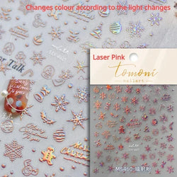 Winter Christmas Crystal Delicate Hexagon Romantic Laser Silver Chic Snowflakes Self Adhesive Nail Art Sticker 5D Manicure Decal (ONLINE ORDER ONLY)