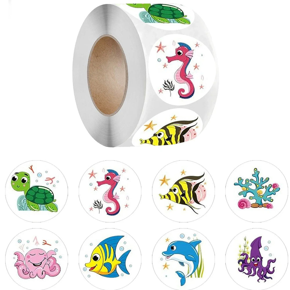 100-500pcs Ocean Kids Birthday Stickers Under The Sea Animal Reward Sticker DIY Gift Decoration Label Stationery (ONLINE ORDER ONLY)