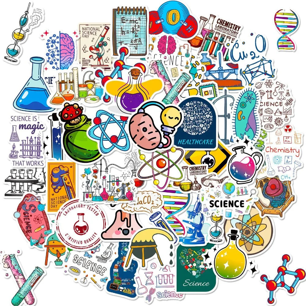 Science Lab Stickers Chemistry Graffiti for Scrapbooking Guitar Laptop Phone Suitcase Helmet (Online Order Only)