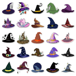10/30/50pcs Cute Cartoon Magic Witch Hat Graffiti Stickers Laptop Skateboard Phone Waterproof Graffiti Decals Fun for Kid Gift (ONLINE ORDER ONLY)