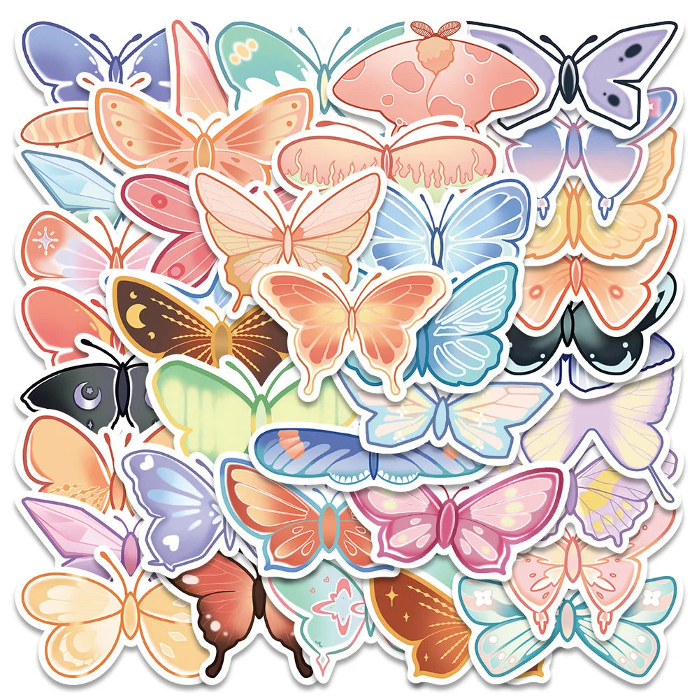 10/40Pcs Lovely Butterfly Label Stickers Set Decorative Stationery Craft Stickers Scrapbooking Diy Diary Album Stick Label (Online Order Only)