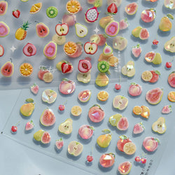 Fruit Paradise Guava Strawberry Pear Peach Orange Watermelon Pitaya Cherry Kiwifruit Pineapple Nail Art Stickers Manicure Decals (ONLINE ORDER ONLY)