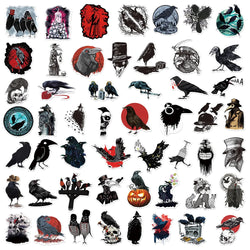 10/30/50PCS Horror Crow Gothic Witch Sticker Packs (ONLINE ORDER ONLY)