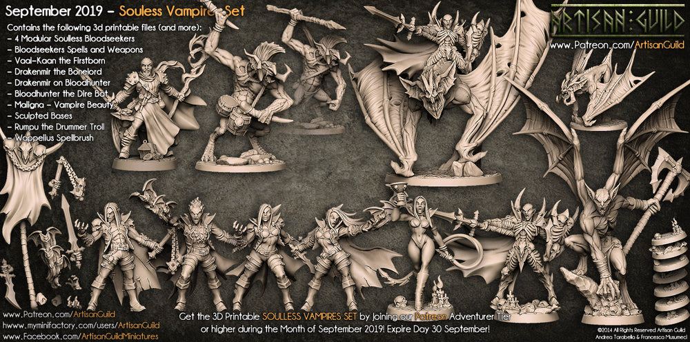 3D Printed Artisan Guild Maligna Vampire Beauty Soulless Vampires Set 28mm 32mm (Online Only)