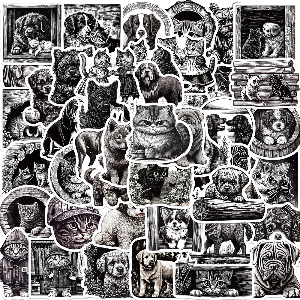 50pcs Cartoon Mixed Animals Aesthetic Stickers Cute Cats Dogs Decals Notebook Phone Laptop Diary Decoration Sticker Kids Toy (ONLINE ORDER ONLY)