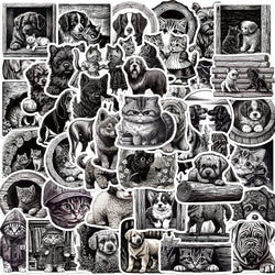 50pcs Cartoon Mixed Animals Aesthetic Stickers Cute Cats Dogs Decals Notebook Phone Laptop Diary Decoration Sticker Kids Toy (ONLINE ORDER ONLY)
