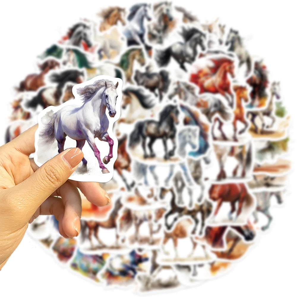 60PCS Horse Funny Animals Stickers Toy DIY Kids Notebook Luggage Motorcycle Laptop Refrigerator Decals Graffiti sticker (ONLINE ORDER ONLY)