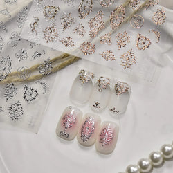 Baroque Figure Flower Totem Geometric Star Love Heart Hot Stamping Embossed Relief Self Adhesive Nail Art Sticker Manicure Decal (ONLINE ORDER ONLY)