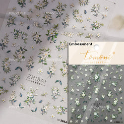 Pink Peach Blossom Flower White Pear Romantic Archaistic Swallow Window Adhesive Nail Art Stickers Rhinestone Manicure Decals (ONLINE ORDER ONLY)