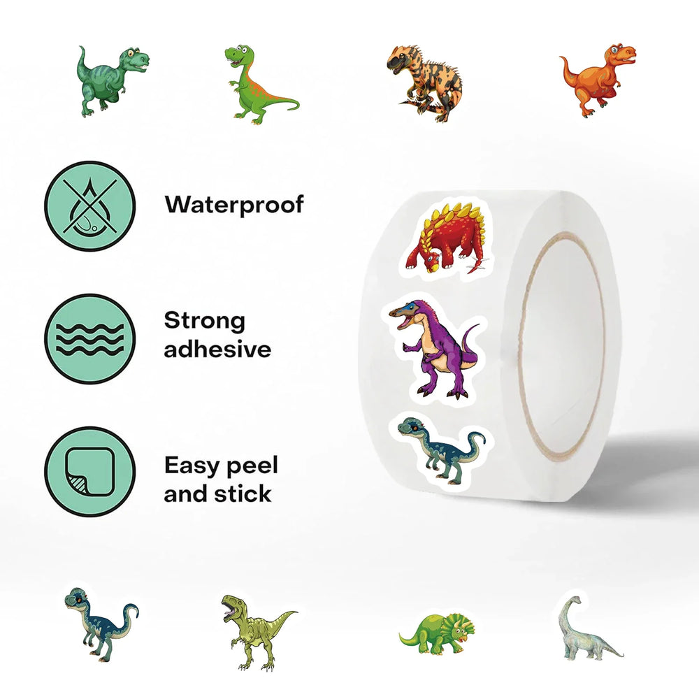 500pcs Cute Dinosaur Pattern Reward Encouragement Sticker Roll for Kids Motivational Stickers with Cute Animals for Students (ONLINE ORDER ONLY)