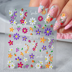 1pc 5D Flower Design Nail Art Stickers Colorful Flowers Nail Art Decals For DIY & Nail Salons Self-Adhesive Nail Art Supplies *^ (ONLINE ORDER ONLY)