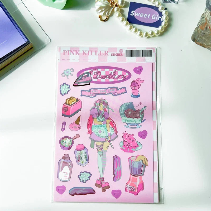 Korean ins Sweet Cool Girl Sticker Diary Scrapbooking DIY Album Decoration Sticker Aesthetic Stationery Art Supplies Personalizd (ONLINE ORDER ONLY)