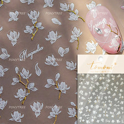 White Flower Colourful Butterfly Pearl Petal Beautiful Garden Charming Plant 5D Self Adhesive Nail Art Stickers Manicure Decals (ONLINE ORDER ONLY)