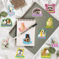 10/30/50PCS Cartoon Animal Encourage PVC Sticker Aesthetic Decoration Scrapbooking Stationery Hand Accounting Supplies for Kids (ONLINE ORDER ONLY)