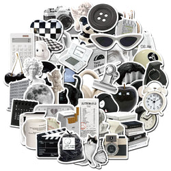 10/30/61pcs Ins Style Cute Stickers Black White Simple Decals Decoration DIY Phone Notebook Suitcase Laptop Fridge Wall Sticker (ONLINE ORDER ONLY)