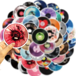 10/30/50PCS Cartoon Vinyl Record CD Stickers Music Toys Decoration DIY Skateboard Guitar Phone Notebook Kids Toys Funny Sticker (ONLINE ORDER ONLY)