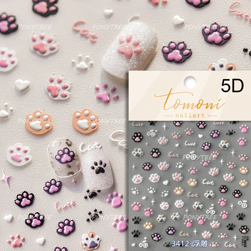 Colored Shiny Jelly Claw Paw Pudding Dessert Cherry Bowknot Cake Bow Tie Drink Food Love Heart Nail Art Sticker Manicure Decal (ONLINE ORDER ONLY)