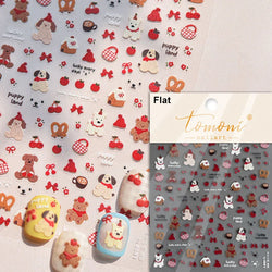 Cute Bowknot Dog Puppy Bear Strawberry Cake Fruit Juice Coffee Desserts Corgi Cherry Adhesive Nail Art Stickers Manicure Decals (ONLINE ORDER ONLY)