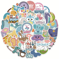 Cartoon Baby Shower Stickers 10/30/50Pcs for Laptop, Snowboard, Luggage, Car, Fridge, DIY Vinyl (ONLINE ORDER ONLY)