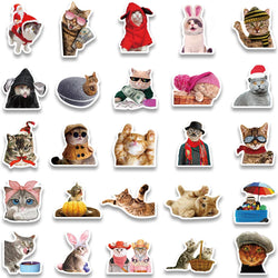 50pcs Funny Cats Meme Stickers For Luggage Guitar Laptop Phone Vinyl Waterproof Graffiti Bicycle Car Decals Kids Toy (ONLINE ORDER ONLY)
