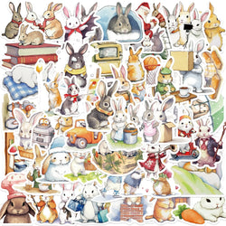 50pcs Retro Cute Cartoon Animal Bunny Rabbit Stickers For Luggage Laptop Water Bottle Phone Waterproof Graffiti Vinyl Decals (ONLINE ORDER ONLY)