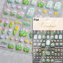 Cute  Pink Blue Nature Tulip Star Heart Butterfly Peach Blossom Jelly Embossed Relief Adhesive Nail Art Stickers Manicure Decals (ONLINE ORDER ONLY)