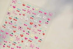 Lovely Pink Red Cherry Fruit Love Heart Star Lucky Letter Bowknot Romantic Adhesive Nail Art Stickers Rhinestone Manicure Decals (Online Order Only)