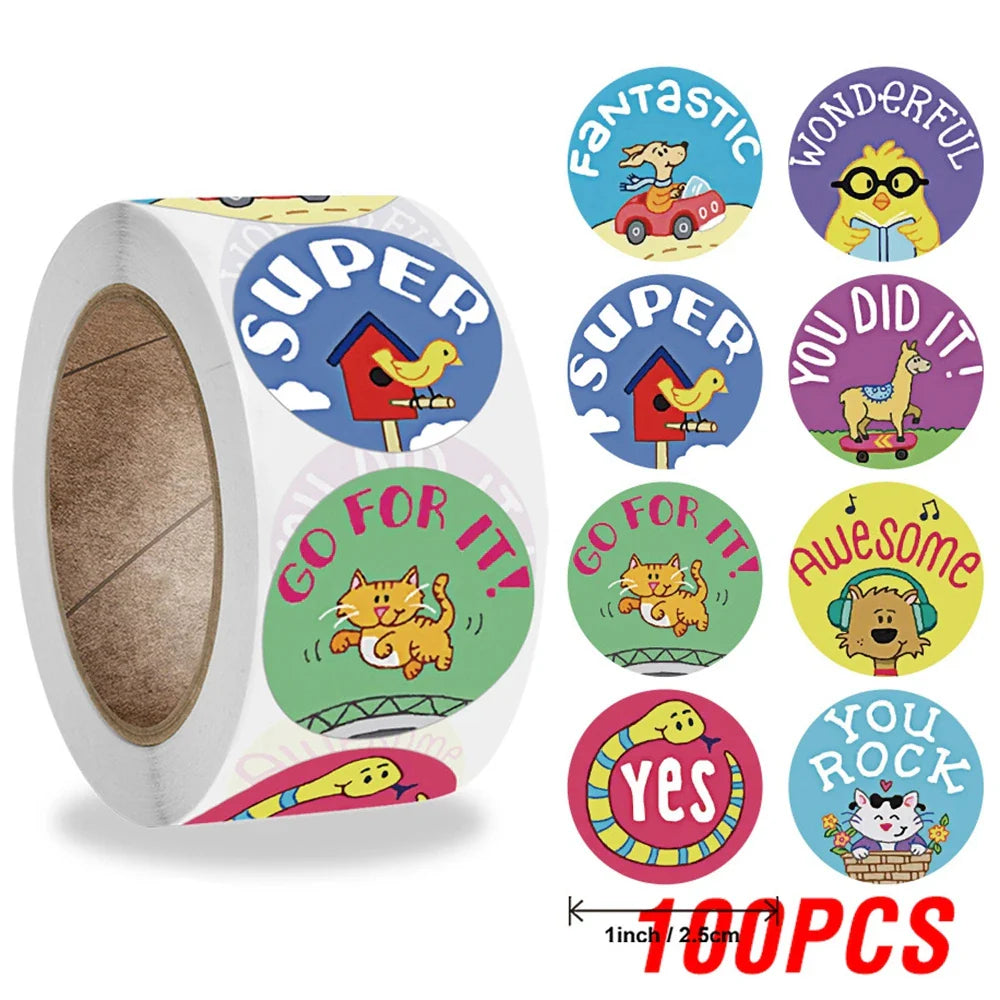 100-500pcs Kids Reward Stickers Puppy Dog Cat Encouragement Labels for Teachers Cute Animals Sticker Stationery Pegatinas (ONLINE ORDER ONLY)