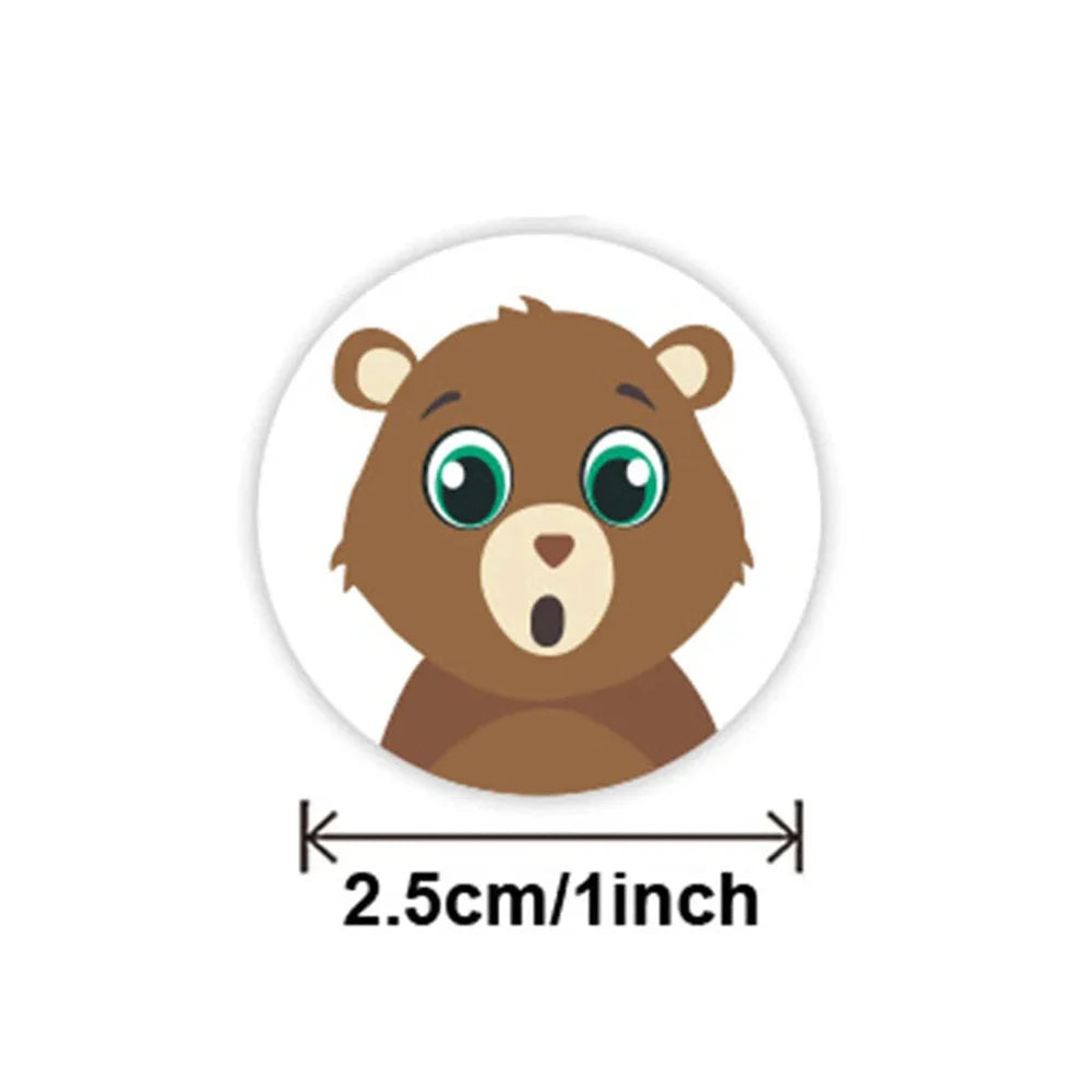 100-500pcs Cartoon Animal Reward Stickers 2.5cm/1inch DIY Decor Perfect For Learning Games Notebook Pad Fridge Gift Seal Labels (ONLINE ORDER ONLY)