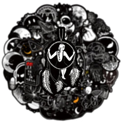 10/50Pcs Black White Gothic Terror Horror Skull Stickers for Laptop Computer Luggage Phone Notebook Vinyl Decal Waterproof (Online Order Only)