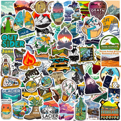 Outdoor Travel Hiking Camping Stickers Decal Pack - Waterproof for Skateboard, Laptop, Motorcycle, Guitar, Phone, Car (ONLINE ORDER ONLY)