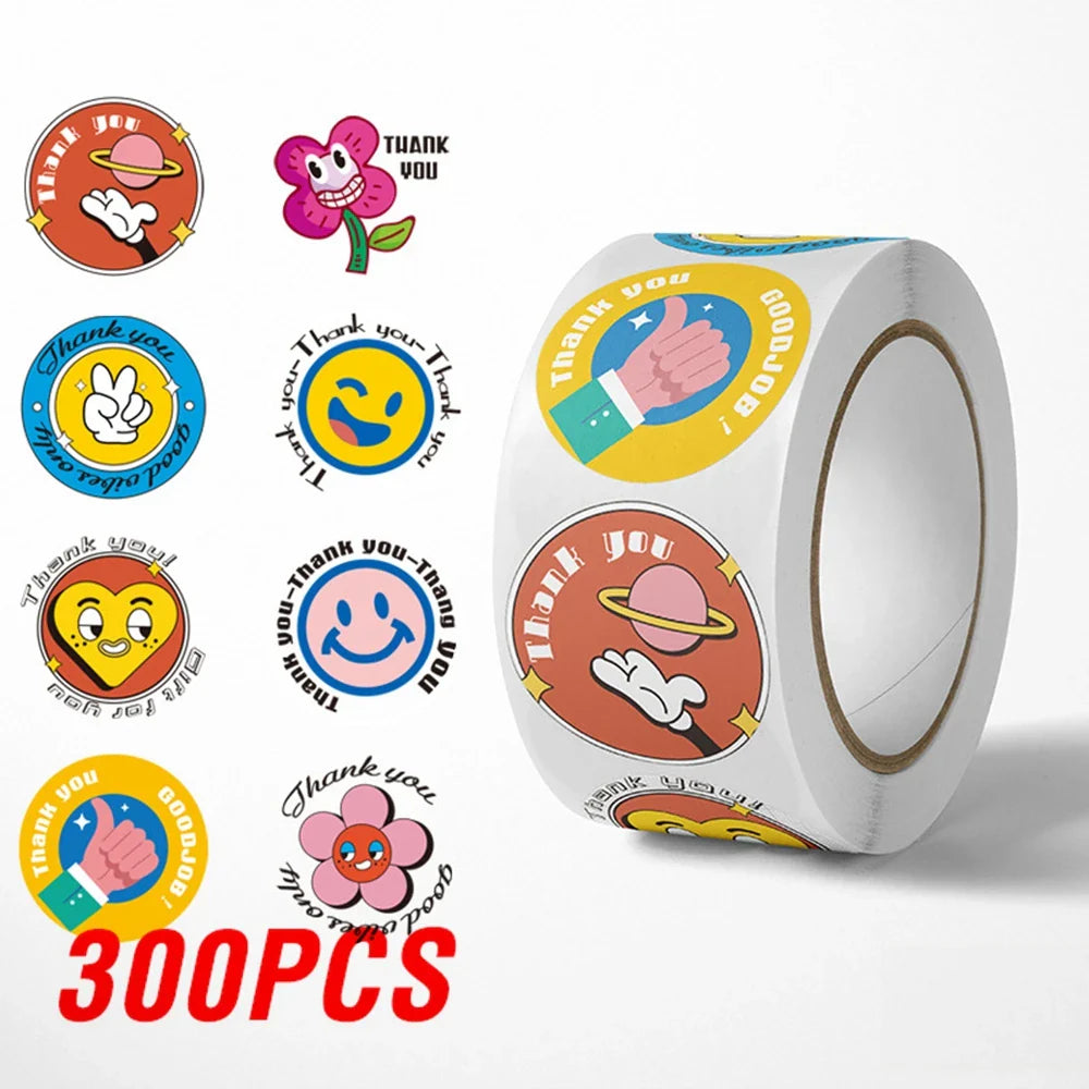 100-500pcs Cartoon Cat Stickers Round Adhesive Labels For Student Teacher Prize Business Gift Wraps Decorative Stickers (ONLINE ORDER ONLY)