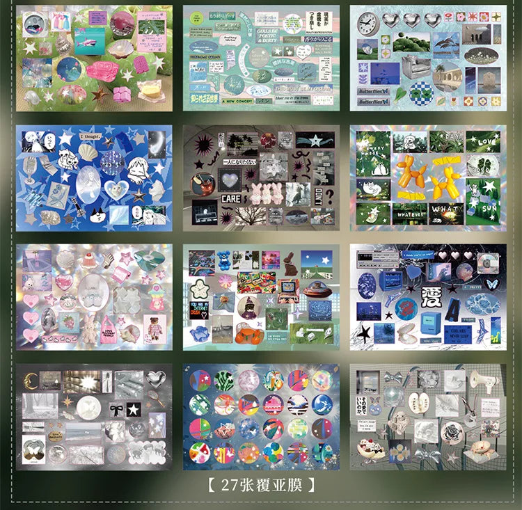 72pages/book Y2K Style Retro Cute Cut Film Sticker Book Planner Journal Handbook Scrapbooking Kawaii Decoration Sticker Gift (ONLINE ORDER ONLY)