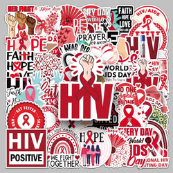 50pcs AIDS Awareness Graffiti Stickers for Wall & Desktop Decoration with Storage Box (Online Order Only)