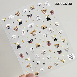 Lovely Dog Cat Animal Bunny 3D Soft Embossed Relief Self Adhesive Nail Art Stickers Cute Pretty Puppy Kitty Star Manicure Decals (ONLINE ORDER ONLY)