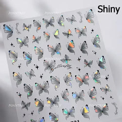 Green Blue Glass Butterfly Lily Flowers Star Line Water Droplet Charming Shiny Self Adhesive Nail Art Stickers Manicure Decals (ONLINE ORDER ONLY)