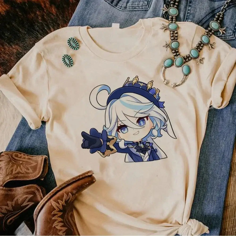 Genshin Impact Furina T-Shirt Comic Y2k Anime Tee (ONLINE ORDER ONLY)