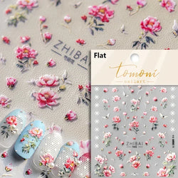 Pale Flower Bouquet Label Bowknot Stationery Sunflower Daisy Leaf 3D Self Adhesive Nail Art Stickers Rhinestone Manicure Decals (Online Order Only)