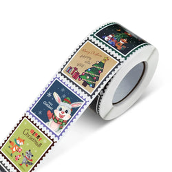 50-500Pcs 3.8cm Merry Christmas Stickers Square Christmas Tree Holiday Adhesive Labels For Cards Present Envelopes Seal Box Bag (ONLINE ORDER ONLY)