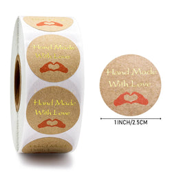 Handmade With Love Kraft Paper Stickers 100-500pcs 1inch Adhesive Labels Baking Wedding Decoration Party Decoration Sticker (Online Order Only)