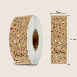 150pcs/roll Merry Christmas Stickers Kraft Paper Christmas Gift Packaging Labels For Envelopes Cards Gift Baking Decoration (ONLINE ORDER ONLY)