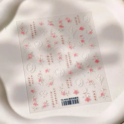 Pink Purple Orchid Hibiscus Rosa-sinensis Flower Butterfly Antique Lattice Window Adhesive Nail Art Stickers  Manicure Decals (Online Order Only)