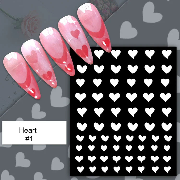 1PC Hollow Airbrush Design Nail Art Hollow Stencils Sticker Love Star Snowflake Butterfly Butterfly French Decal Slider Decors * (Online Order Only)
