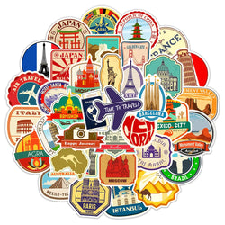 Retro Landmark Travel Stickers Waterproof Decals for Luggage, Guitar, Laptop (Online Order Only)