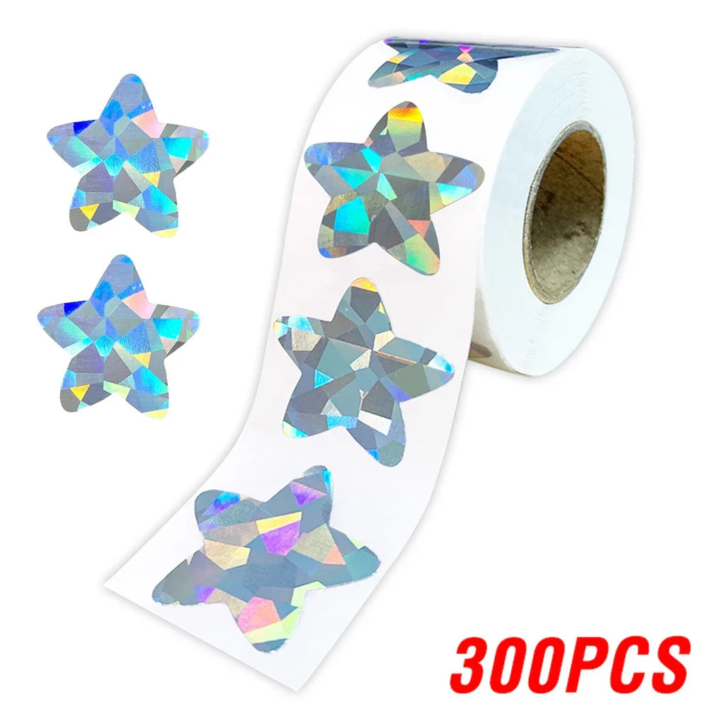 100-500pcs Holographic Golden Star Stickers For Kids Reward Foil Star Stickers Labels For Wall Crafts Classroom Supplies 1inch (ONLINE ORDER ONLY)