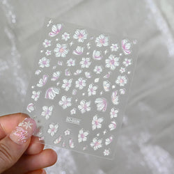 1pcs Pink Christmas Nail Stickers Shiny Shell Light Nail Art Parts Stickers Cute Snowflakes Star Wreath Nail Decorations Decals* (ONLINE ORDER ONLY)